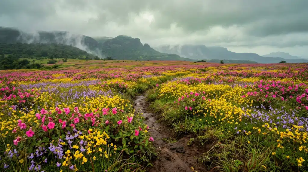 Kaas Plateau Valley of Flowers Maharashtra in Monsoon
